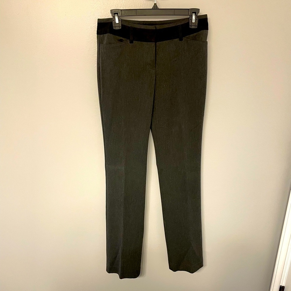 Express Editor Pant 4L Charcoal Gray with Black Waistband and Pocket Details